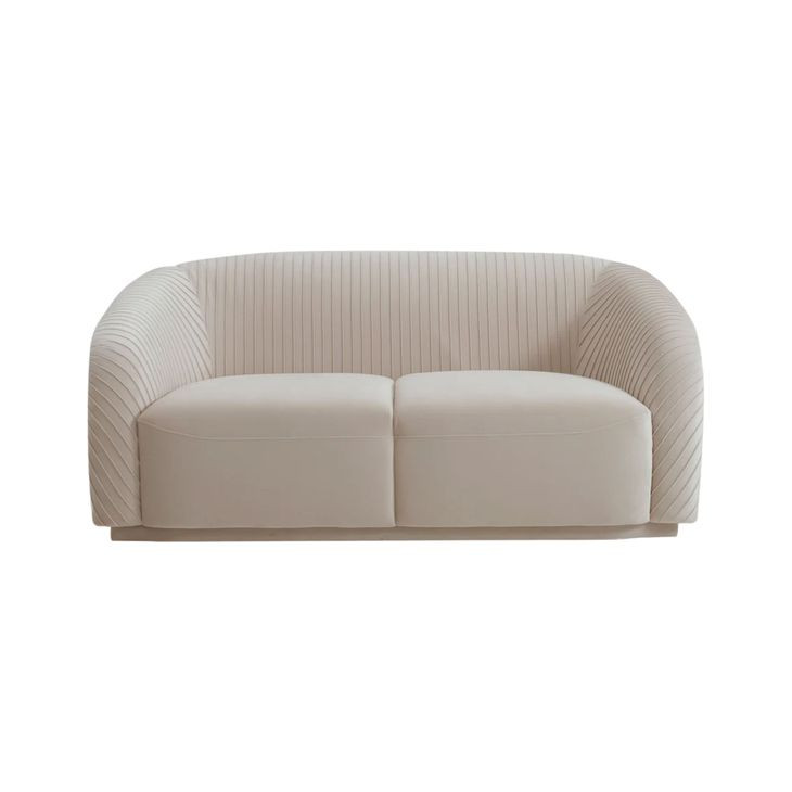 Yara Pleated Beige Velvet 70" Loveseat by Inspire Me Home Decor
