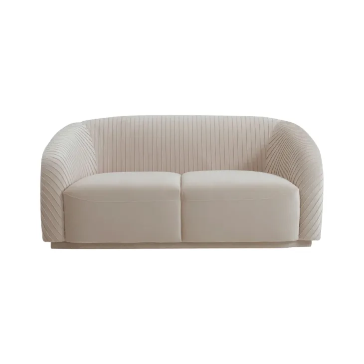 Yara Pleated Beige Velvet 70" Loveseat by Inspire Me Home Decor