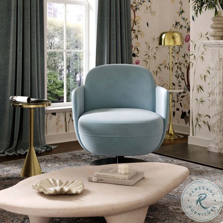 Solange Blue Shadow Velvet Swivel Chair