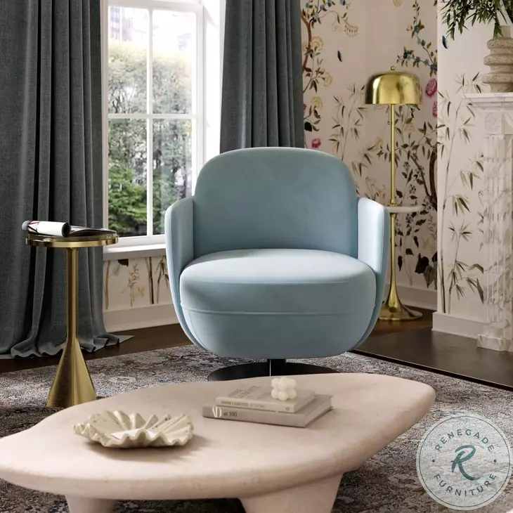 Solange Blue Shadow Velvet Swivel Chair