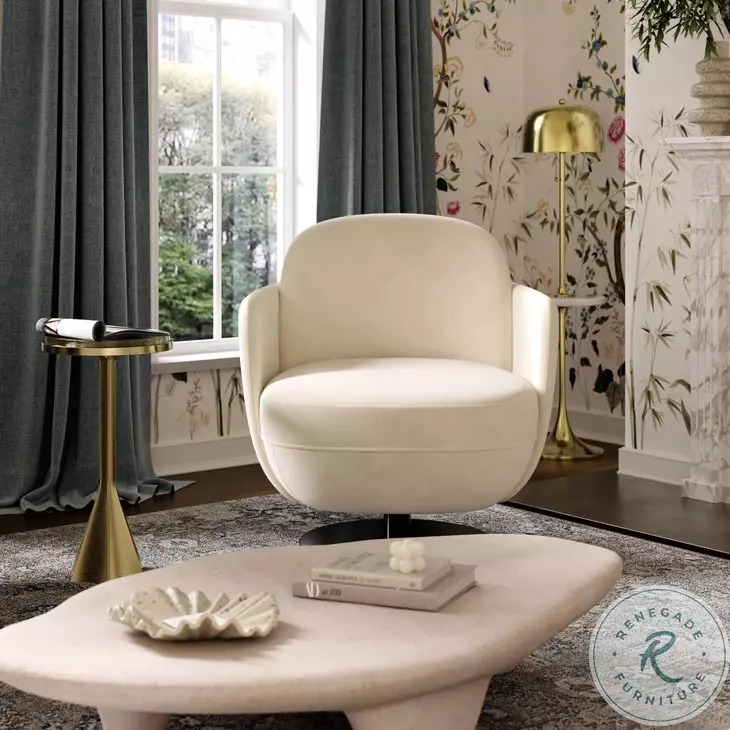 Solange Cream Velvet Swivel Chair