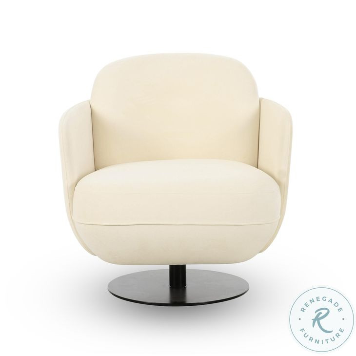 Solange Cream Velvet Swivel Chair