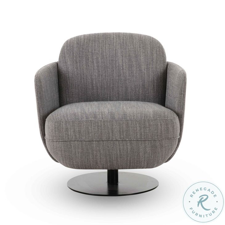 Solange Gray Textured Weave Swivel Chair
