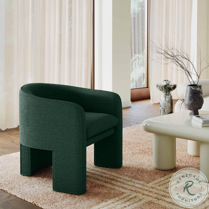 Marla Forest Green Boucle Accent Chair
