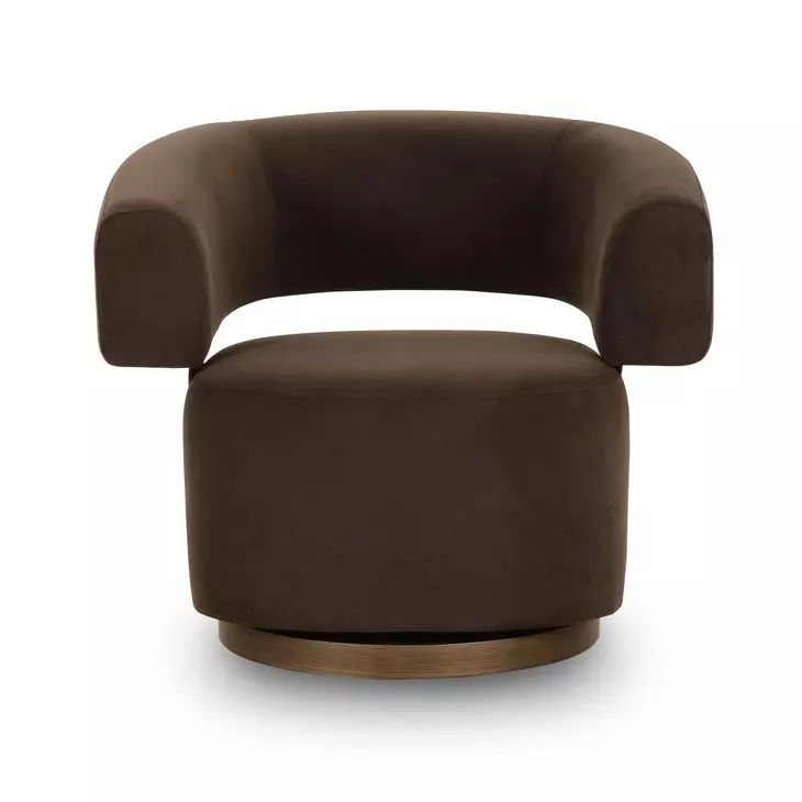 River Chocolate Brown Performance Velvet Swivel Accent Chair