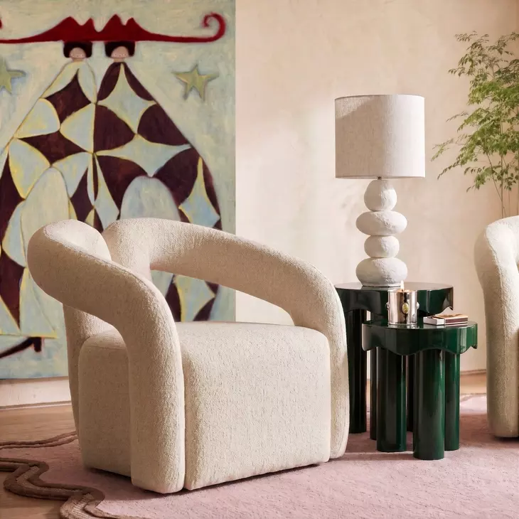 Jenn Cream Performance Boucle Upholstered Accent Chair