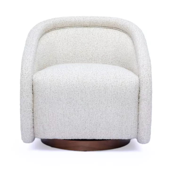 Rory Cream Performance Boucle Upholstered Swivel Clarke Accent Chair