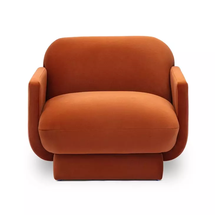 Azalea Rust Orange Performance Velvet Upholstered Accent Chair