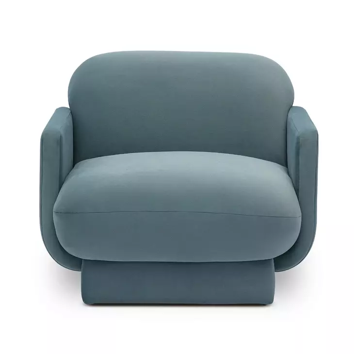 Azalea Powder Blue Performance Velvet Upholstered Accent Chair