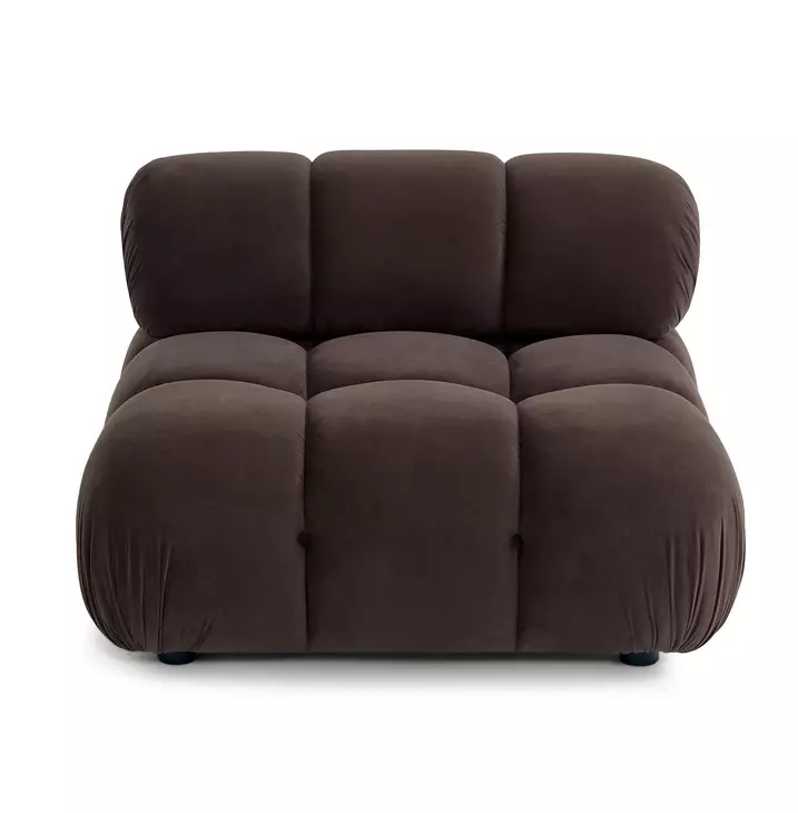 Calliope Dark Brown Performance Velvet Modular Armless Chair with Pillow