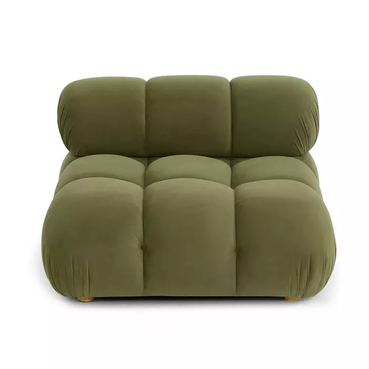 Calliope Olive Green Performance Velvet Modular Armless Chair with Pillow