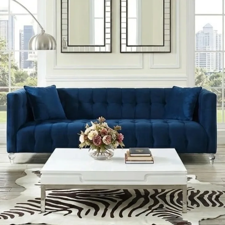 Bea Navy Velvet 91" Sofa