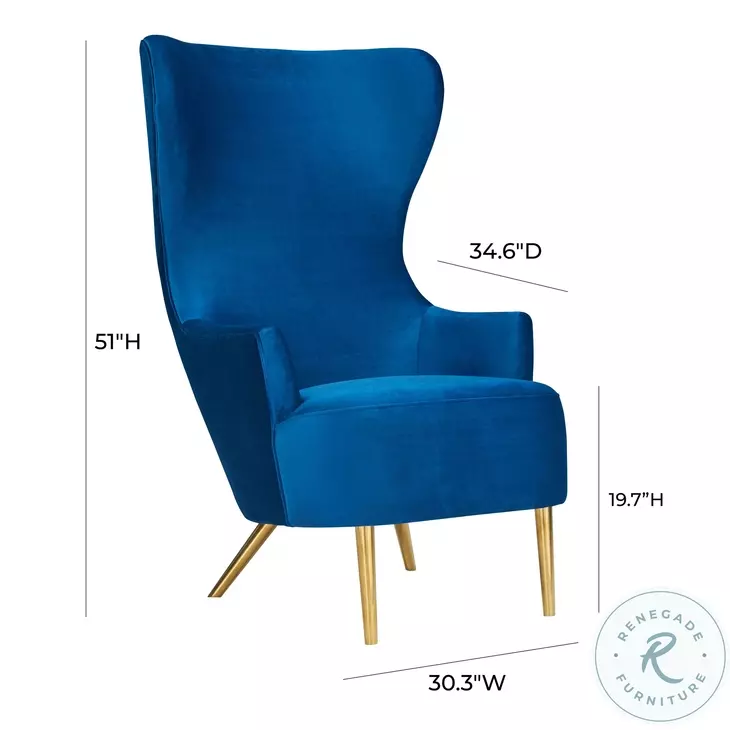 Julia Navy Wingback Velvet Chair by Inspire Me Home Decor From