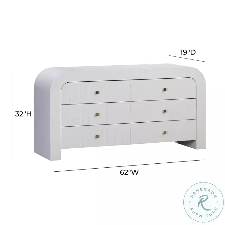 Hump White 6 Drawer Dresser