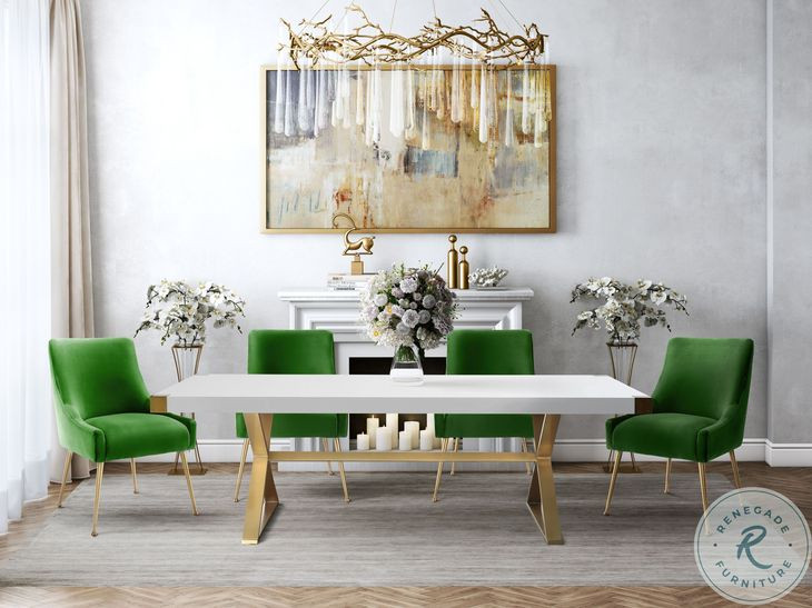 Adeline White and Gold Dining Table