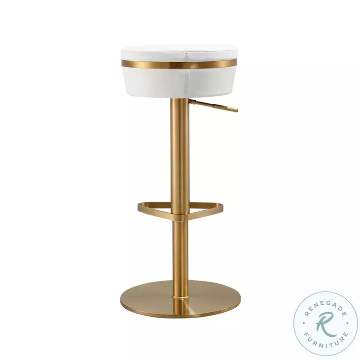 Astro White and Gold Swivel Adjustable Stool From TOV | Coleman