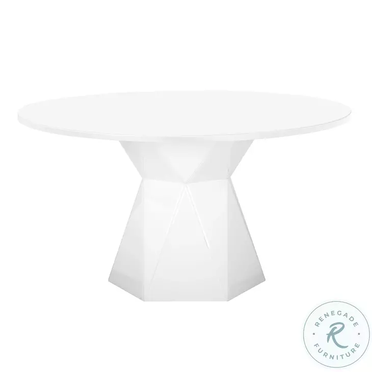 Iris White Glass Dining Table