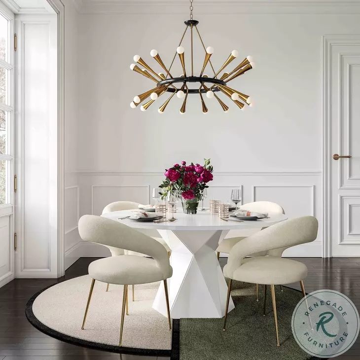 Iris White Glass Dining Table