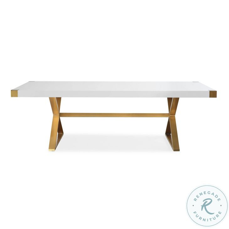 Adeline White and Gold Dining Table