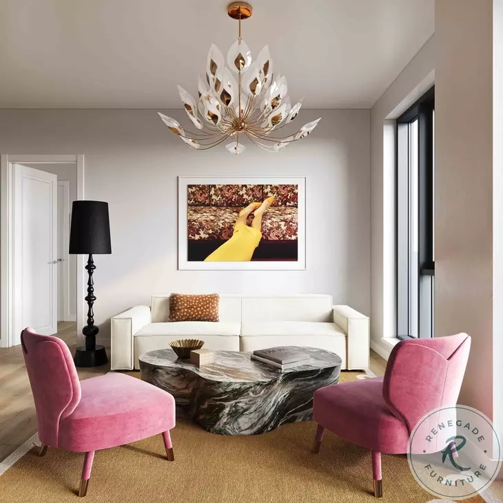 Slab Grey And Blush Faux Marble Coffee Table