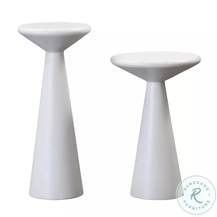 Gianna White Concrete Accent Tables Set of 2