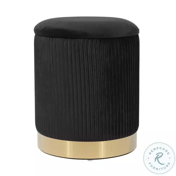 Zoe Black Velvet Storage Ottoman