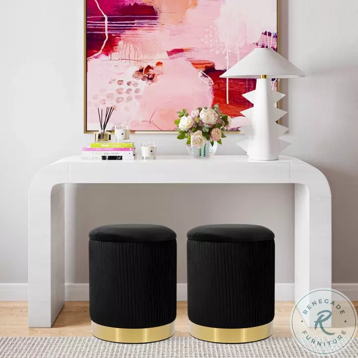 Zoe Black Velvet Storage Ottoman