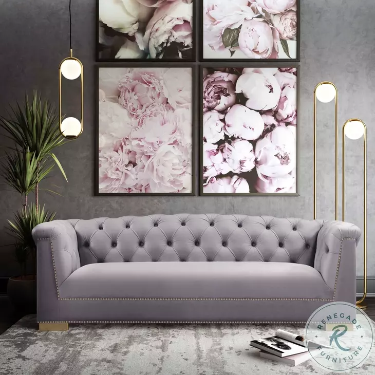 Farah Grey Velvet 92" Sofa by Inspire Me Home Decor