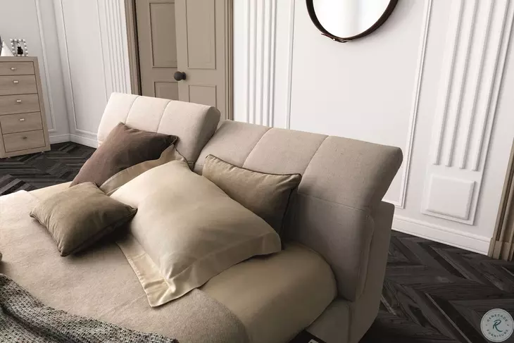 Tower Beige King Storage Platform Bed