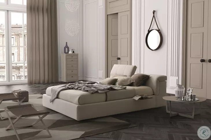 Tower Beige King Storage Platform Bed
