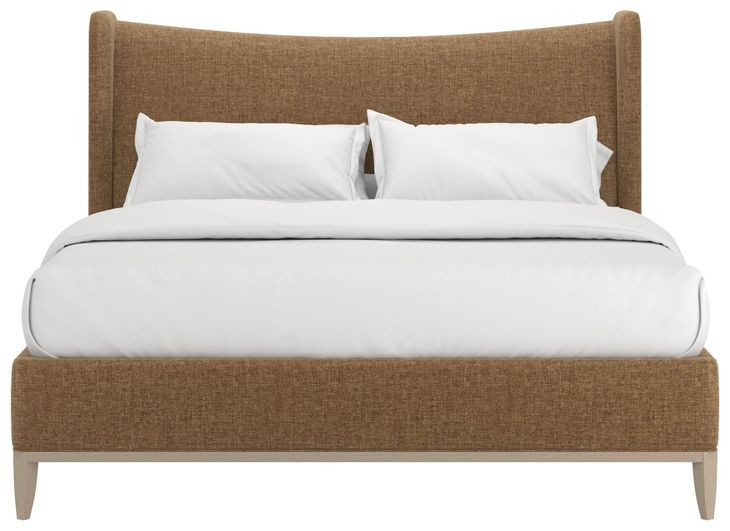 Edwin Suede King Upholstered Wing Shelter Bed