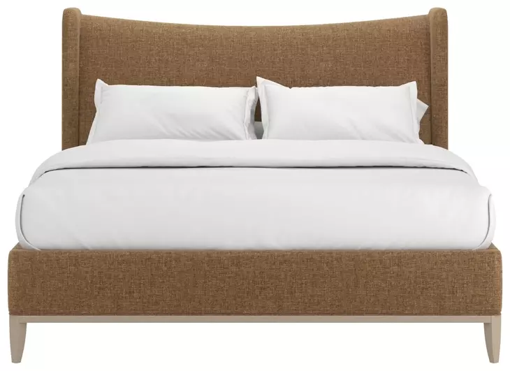 Edwin Suede King Upholstered Wing Shelter Bed