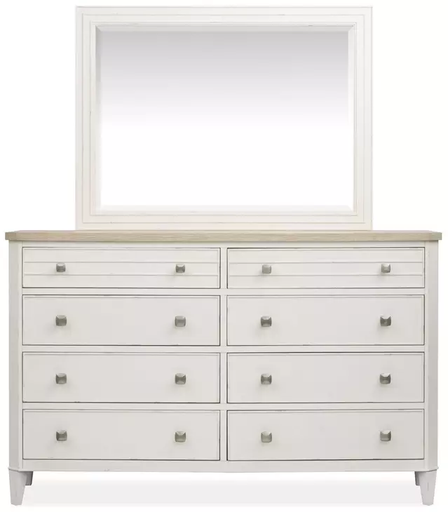 Whisperbay Sea Pearl and Driftwood 8 Drawer Dresser with Rectangular Mirror