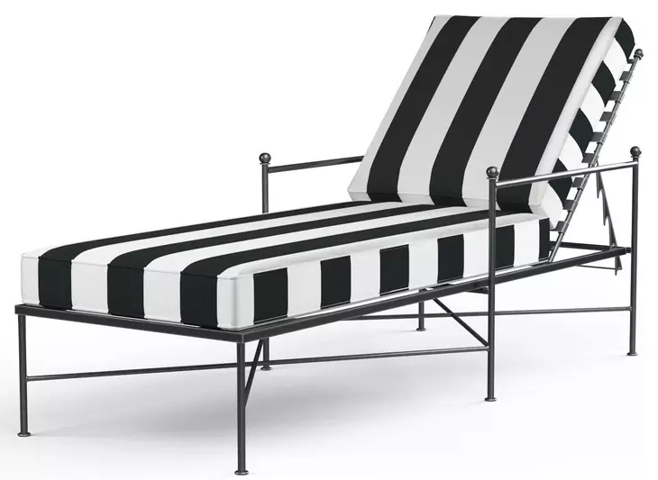 Provence Cabana Classic and White 79" Outdoor Chaise Lounge with Self Welt
