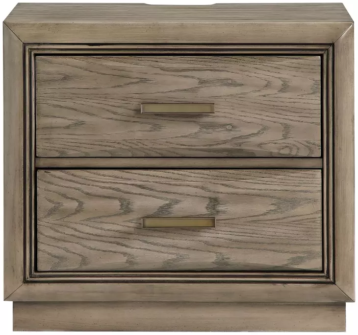 Sonoma Gray 2 Drawers Nightstand with USB Charging and Power Outlet