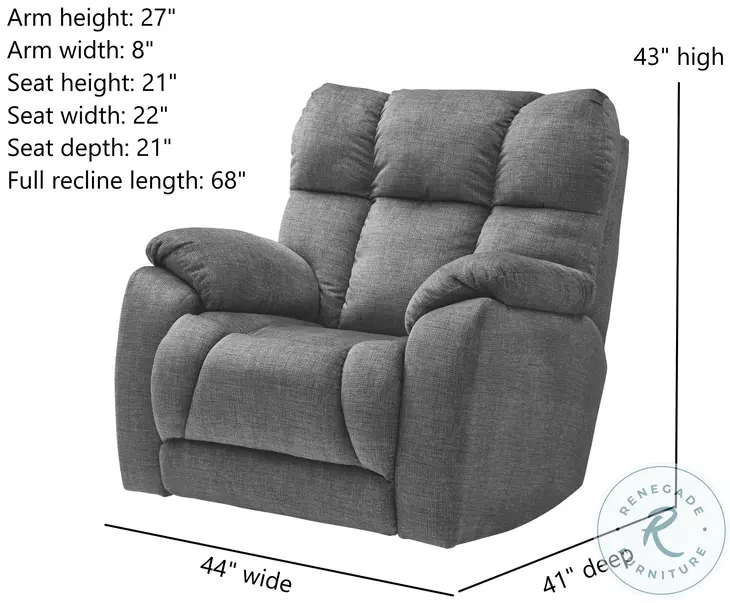 Wild Card Brady Charcoal Swivel Rocker Recliner