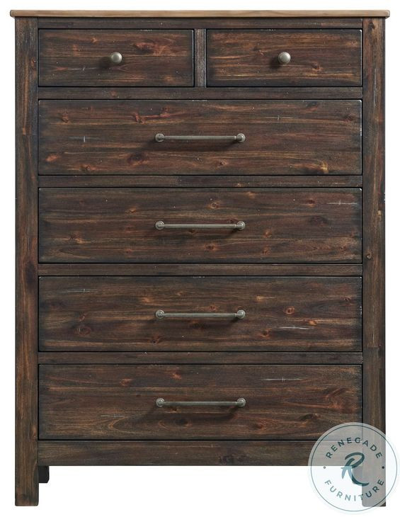 Transitions Two Toned Driftwood and Sable 6 Drawer Chest