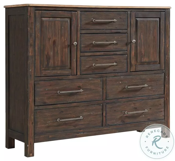 Transitions Two Toned Driftwood and Sable 7 Drawer Gentlemans Chest