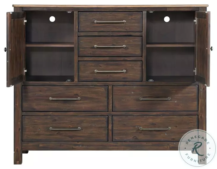 Transitions Two Toned Driftwood and Sable 7 Drawer Gentlemans Chest