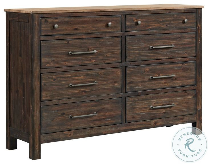 Transitions Two Toned Driftwood and Sable 8 Drawer Dresser