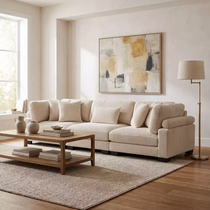 Traverse Beige 135" Sofa