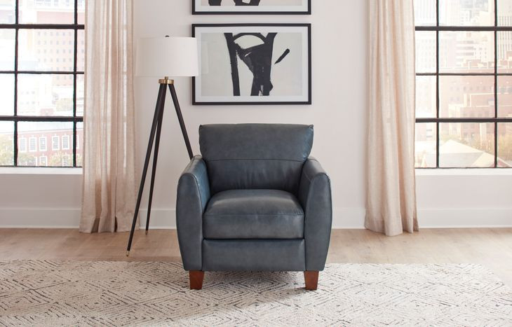 TerraTrek Ocean Blue Leather Upholstered Accent Chair
