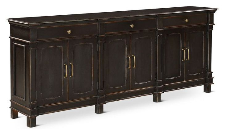 Trento Distressed Black 6 Doors Sideboard