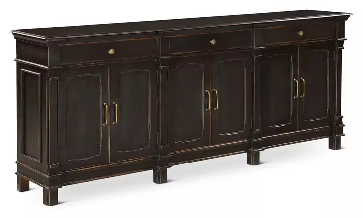 Trento Distressed Black 6 Door Sideboard