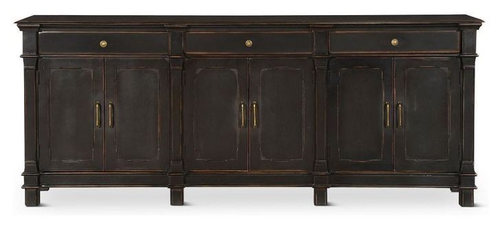 Trento Distressed Black 6 Doors Sideboard
