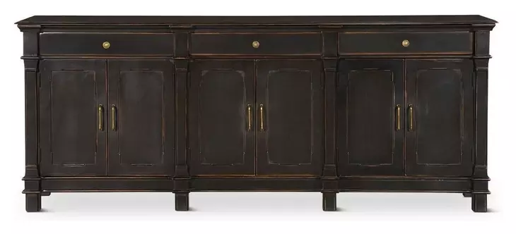 Trento Distressed Black 6 Door Sideboard