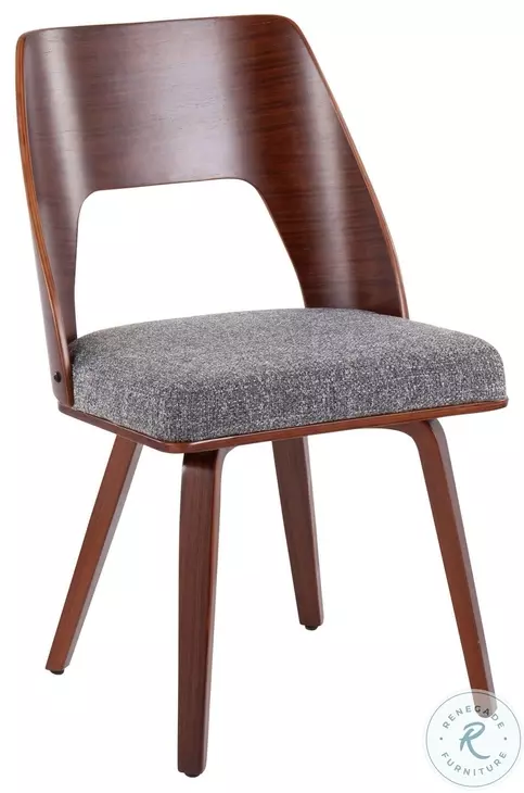 Triad Grey Noise Fabric And Walnut Bamboo Chair Set of 2