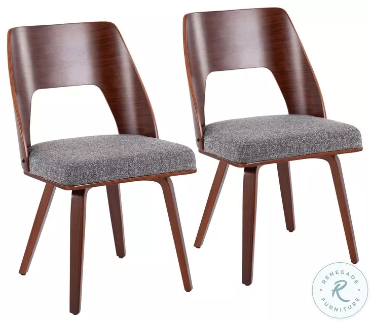 Triad Grey Noise Fabric And Walnut Bamboo Chair Set of 2