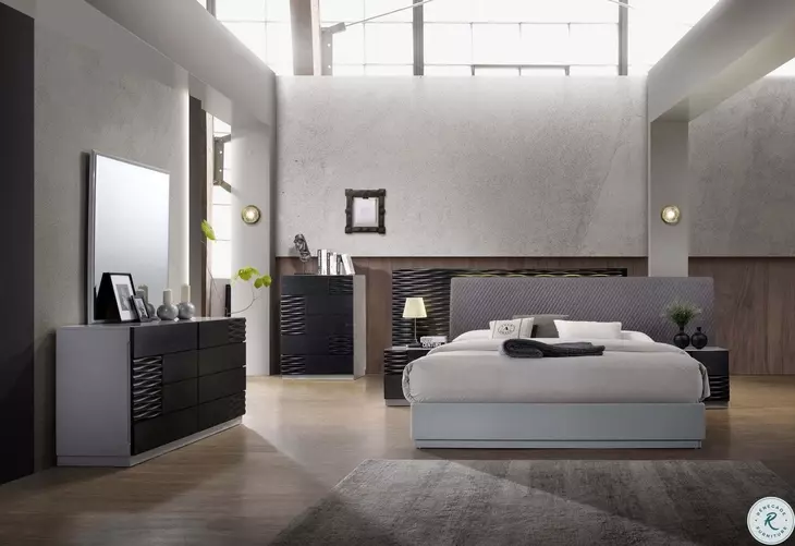 Tribeca Black and Grey King Platform Bed