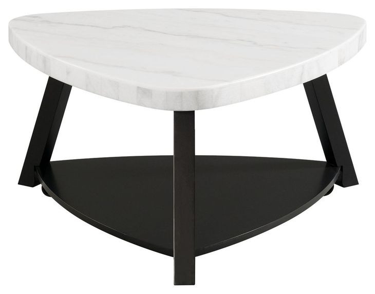 Raine White Triangular Marble Top Coffee Table